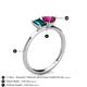 4 - Esther Emerald Shape London Blue Topaz & Heart Shape Rhodolite Garnet 2 Stone Duo Ring 