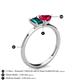 4 - Esther Emerald Shape London Blue Topaz & Heart Shape Lab Created Ruby 2 Stone Duo Ring 