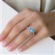 5 - Esther Emerald Shape Forever One Moissanite & Heart Shape Blue Topaz 2 Stone Duo Ring 