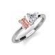 3 - Esther Emerald Shape Morganite & Heart Shape Forever One Moissanite 2 Stone Duo Ring 