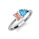 3 - Esther Emerald Shape Morganite & Heart Shape Blue Topaz 2 Stone Duo Ring 