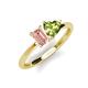 3 - Esther Emerald Shape Morganite & Heart Shape Peridot 2 Stone Duo Ring 