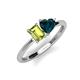 3 - Esther Emerald Shape Peridot & Heart Shape London Blue Topaz 2 Stone Duo Ring 