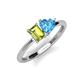 3 - Esther Emerald Shape Peridot & Heart Shape Blue Topaz 2 Stone Duo Ring 