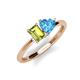 3 - Esther Emerald Shape Peridot & Heart Shape Blue Topaz 2 Stone Duo Ring 