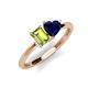 3 - Esther Emerald Shape Peridot & Heart Shape Lab Created Blue Sapphire 2 Stone Duo Ring 