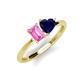 3 - Esther Emerald Shape Pink Sapphire & Heart Shape Lab Created Blue Sapphire 2 Stone Duo Ring 