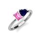 3 - Esther Emerald Shape Pink Sapphire & Heart Shape Lab Created Blue Sapphire 2 Stone Duo Ring 