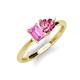 3 - Esther Emerald Shape Pink Sapphire & Heart Shape Pink Tourmaline 2 Stone Duo Ring 