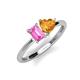 3 - Esther Emerald Shape Pink Sapphire & Heart Shape Citrine 2 Stone Duo Ring 