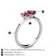 4 - Esther Emerald Shape Pink Tourmaline & Heart Shape Rhodolite Garnet 2 Stone Duo Ring 