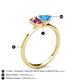 4 - Esther Emerald Shape Pink Tourmaline & Heart Shape Blue Topaz 2 Stone Duo Ring 