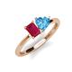 3 - Esther Emerald Shape Lab Created Ruby & Heart Shape Blue Topaz 2 Stone Duo Ring 