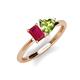 3 - Esther Emerald Shape Lab Created Ruby & Heart Shape Peridot 2 Stone Duo Ring 