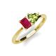 3 - Esther Emerald Shape Lab Created Ruby & Heart Shape Peridot 2 Stone Duo Ring 