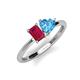 3 - Esther Emerald Shape Lab Created Ruby & Heart Shape Blue Topaz 2 Stone Duo Ring 