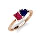 3 - Esther Emerald Shape Lab Created Ruby & Heart Shape Lab Created Blue Sapphire 2 Stone Duo Ring 