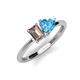 3 - Esther Emerald Shape Smoky Quartz & Heart Shape Blue Topaz 2 Stone Duo Ring 