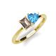 3 - Esther Emerald Shape Smoky Quartz & Heart Shape Blue Topaz 2 Stone Duo Ring 