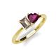 3 - Esther Emerald Shape Smoky Quartz & Heart Shape Rhodolite Garnet 2 Stone Duo Ring 