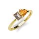 3 - Esther Emerald Shape Smoky Quartz & Heart Shape Citrine 2 Stone Duo Ring 
