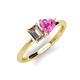3 - Esther Emerald Shape Smoky Quartz & Heart Shape Lab Created Pink Sapphire 2 Stone Duo Ring 