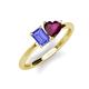 3 - Esther Emerald Shape Tanzanite & Heart Shape Rhodolite Garnet 2 Stone Duo Ring 