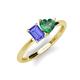 3 - Esther Emerald Shape Tanzanite & Heart Shape Lab Created Alexandrite 2 Stone Duo Ring 