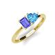 3 - Esther Emerald Shape Tanzanite & Heart Shape Blue Topaz 2 Stone Duo Ring 