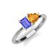 3 - Esther Emerald Shape Tanzanite & Heart Shape Citrine 2 Stone Duo Ring 