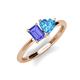 3 - Esther Emerald Shape Tanzanite & Heart Shape Blue Topaz 2 Stone Duo Ring 