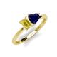 3 - Esther Emerald Shape Lab Created Yellow Sapphire & Heart Shape Lab Created Blue Sapphire 2 Stone Duo Ring 
