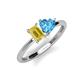 3 - Esther Emerald Shape Lab Created Yellow Sapphire & Heart Shape Blue Topaz 2 Stone Duo Ring 
