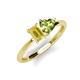3 - Esther Emerald Shape Lab Created Yellow Sapphire & Heart Shape Peridot 2 Stone Duo Ring 