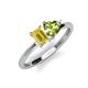 3 - Esther Emerald Shape Lab Created Yellow Sapphire & Heart Shape Peridot 2 Stone Duo Ring 