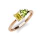 3 - Esther Emerald Shape Lab Created Yellow Sapphire & Heart Shape Peridot 2 Stone Duo Ring 