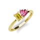 3 - Esther Emerald Shape Lab Created Yellow Sapphire & Heart Shape Pink Tourmaline 2 Stone Duo Ring 