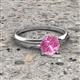 3 - Elodie 6.00 mm Round Lab Created Pink Sapphire Solitaire Engagement Ring 