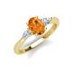 3 - Honora 9x7 mm Oval Shape Citrine and Pear Shape Diamond Three Stone Engagement Ring 