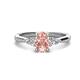 1 - Honora 9x7 mm Oval Shape Morganite and Pear Shape Diamond Three Stone Engagement Ring 