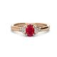 1 - Gianna 7x5 mm Oval Shape Ruby and Round Diamond Three Stone Engagement Ring 