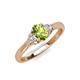 3 - Gianna 7x5 mm Oval Shape Peridot and Round Diamond Three Stone Engagement Ring 