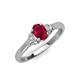 3 - Gianna 7x5 mm Oval Shape Ruby and Round Diamond Three Stone Engagement Ring 