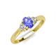 3 - Gianna 7x5 mm Oval Shape Tanzanite and Round Lab Grown Diamond Three Stone Engagement Ring 