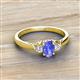 2 - Gianna 7x5 mm Oval Shape Tanzanite and Round Lab Grown Diamond Three Stone Engagement Ring 