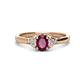 1 - Gianna 7x5 mm Oval Shape Rhodolite Garnet and Round Lab Grown Diamond Three Stone Engagement Ring 
