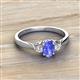 2 - Gianna 7x5 mm Oval Shape Tanzanite and Round Lab Grown Diamond Three Stone Engagement Ring 