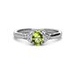 1 - Gianna 7x5 mm Oval Shape Peridot and Round Lab Grown Diamond Three Stone Engagement Ring 