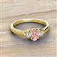 2 - Gianna 7x5 mm Oval Shape Morganite and Round Lab Grown Diamond Three Stone Engagement Ring 