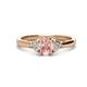 1 - Gianna 7x5 mm Oval Shape Morganite and Round Lab Grown Diamond Three Stone Engagement Ring 